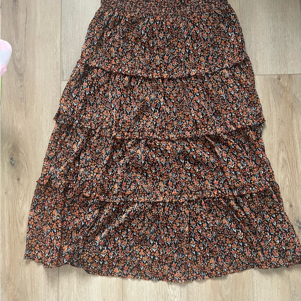 NWOT Japna Women's Maxi Skirt - Black and Orange Floral